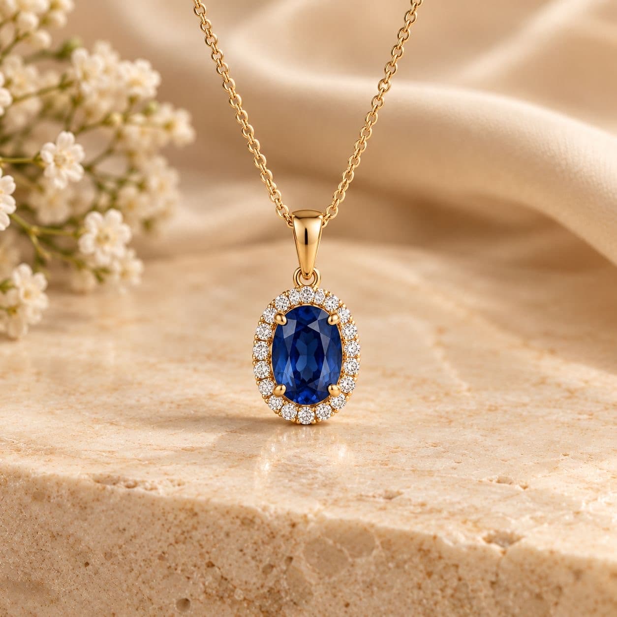 Sapphire and diamond pendant